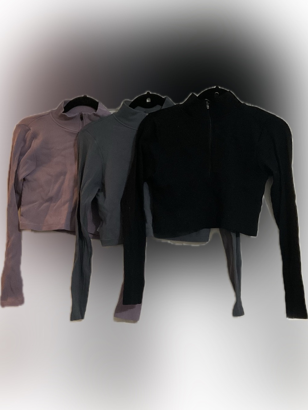 3 No Boundaries Black Half-Zip Cropped Ribbed Pullover Size L